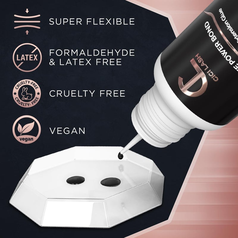 CICI Lash Elite Power Eyelash Extension Glue for Professionals - Maximum 8 Week Retention / 1-2 Second Drying Time Semi Permanent Individual/Volume Lash Extension Glue with Deep Black Color - Latex Free 5ml - Image 4